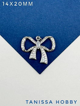 Подвеска бантик (правый), родий, С705