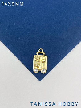 Подвеска чемодан 14х9мм, позолота, Ю812