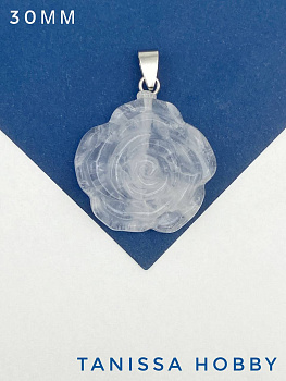 Подвеска цветок роза, кварц, 30мм, Б025