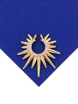 Подвеска коннектор лучи солнце, 23мм, позолота, Ю221