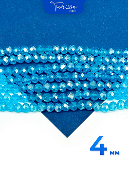 Хрусталь Рондели 4мм, голубой АВ, нить. Х089