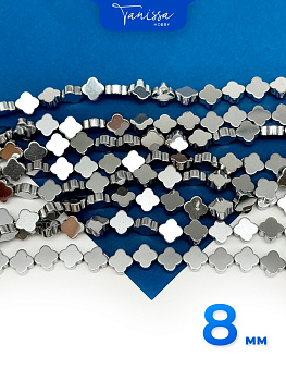 Гематин гематит клевер 8мм, категория В, нить, ГТ015