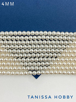 Жемчуг Майорка, кремовый розовый, 4мм, нить, МА251