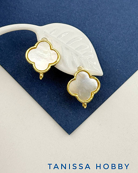 Швензы клевер перламутр, английский замок, Категория В, позолота, 507