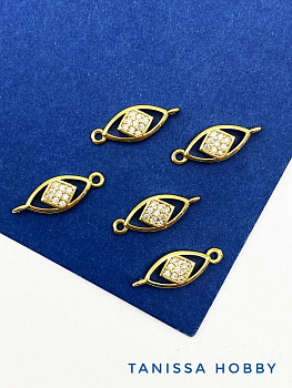 Коннектор глаз с фианитами, позолота, А910