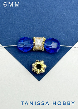 Бусина разделительная багет фианиты, позолота, Р135