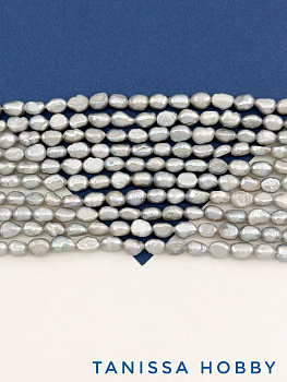 Жемчуг натуральный культивированный, барочный картошка, серый, 6мм, АВ, нить, Ж023