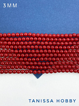 Жемчуг Майорка, круглый, 3мм, красный, нить, МА245