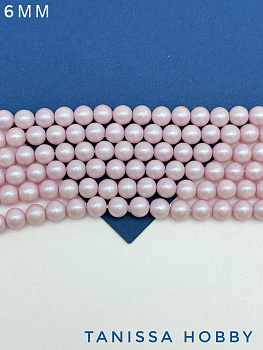 Жемчуг Майорка, сиреневый розовый, Iridescent Light Rose, 6мм, нить, МА106