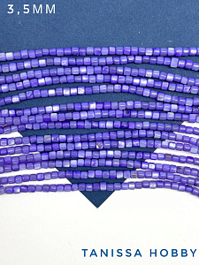 Перламутр бусины бочонок 3,5 мм, фиолетовый, нить, ПМ005