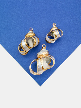 Подвеска ракушка спираль, 30-38мм, позолота, ПМ211