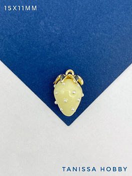 Подвеска ягода клубника, желтый, 17х11мм, позолота, Ю916