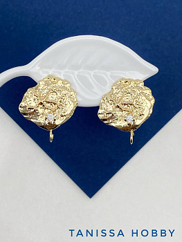 Швензы пусеты мятый металл, позолота, Е810