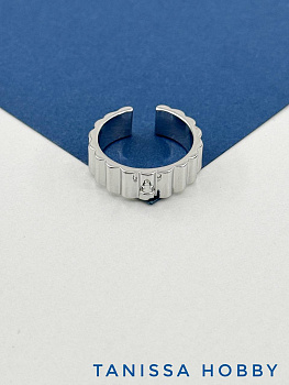 Основа для кольца ребристая с неразъемным колечком, родий, У004