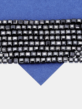 Гематин гематит бусины квадратные, куб, 3,5мм, черный, нить, ГТ054