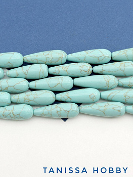 Магнезит имитация бирюзы, бусина капля, 30х10мм, штука, Б288