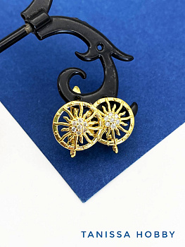 Швензы солнце с фианитами, английский замок, позолота, 708