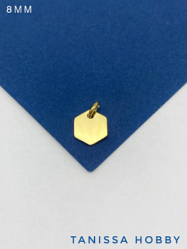 Подвеска восьмиугольник октагон шильдик, 8мм, сталь, позолота, Ш223