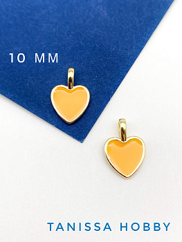 Подвеска кулон сердце оранжевая эмаль, позолота, Д917