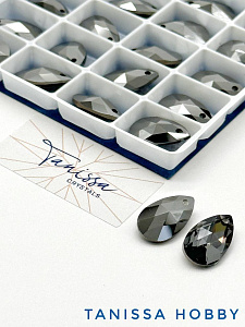 Подвеска кристалл капля, Jet Hematite, 16мм, Tanissa Crystals, СТ375