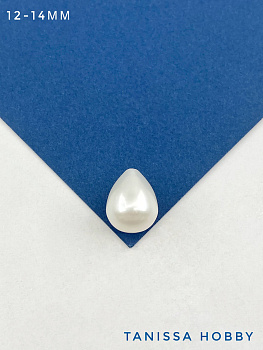 Жемчуг капля полупросверленный для вклейки, 12-14мм, АА, (культивированный) ШТУКА, Ж111