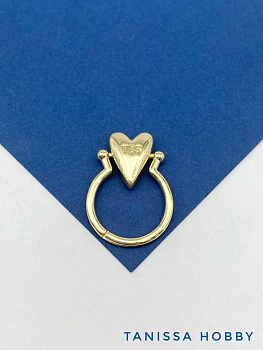 Кольцо безразмерное сердце YES/NO, позолота, У114