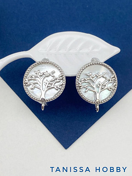 Швензы английский замок, перламутр дерево, родий, 617