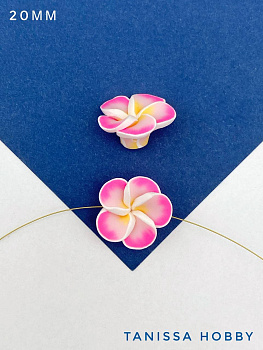 Бусина гавайский цветок, 20мм, полимерная глина, розовый, П177