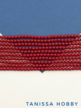 Жемчуг Майорка, круглый, 3мм, красный вишневый, нить, МА302