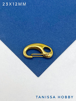 Карабин лобстер, 23х12мм, сталь, позолота, Ш331
