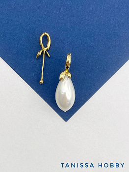 Бейл разъемный для вклейки, листики 10х6мм, позолота, В334