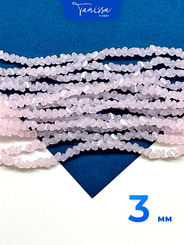Хрусталь крошка треугольник 3мм, розовый опал АВ, нить. Х226