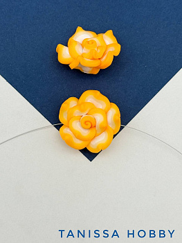 Бусина гавайский цветок, 25мм, полимерная глина, оранжевый, П232