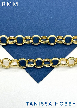 Цепочка ролло 8мм, 50см, позолота, СН121