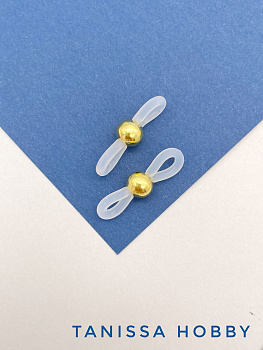 Коннектор для очков силиконовый прозрачный/золото, ПАРА, П008