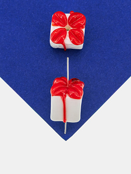 Бусина подарок белый, лэмпворк, 15мм, штука, Х284