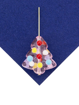 Бусина елочка, розовый, лэмпворк, 16мм, штука, Х274