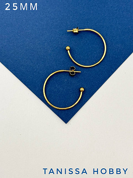 Швензы серьги кольца 25мм, сталь, позолота, Ч912