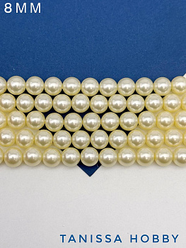 Жемчуг Майорка, круглый, сливочное масло, 8мм, нить, МА166