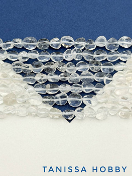 Горный хрусталь бусины галтовка овал, 10-14мм, нить, Б320