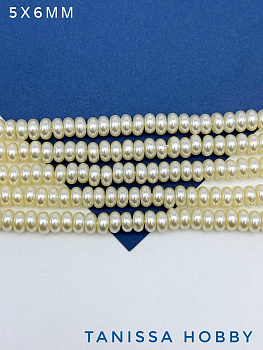 Жемчуг Майорка, кукуруза, шампань, 5х6мм, нить, МА177