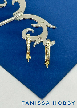 Швензы с фианитами, английский замок, Категория В, позолота, 409