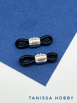 Коннектор для очков, силикон черный, родий, П004