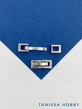 Карабин замок застежка, прямоугольный, 17х6мм, родий, КР026