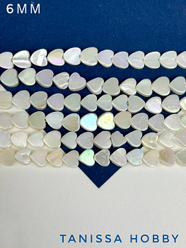 Перламутр бусины радужный речной, Сердце, 6мм, 1/2 нити, ПМ140