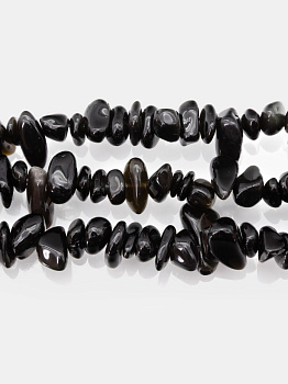 Обсидиан радужный, крошка, галтовка 5-12мм, 1/2 нити (37см), Б271