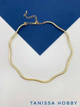 Основа для колье чокера волнистая с карабином, позолота, У112