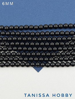 Жемчуг Майорка, черный, Porcelain Black, 6мм, нить, МА201