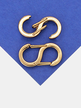 Карабин замок двойной, бесконечность, 23х12мм, позолота, К332