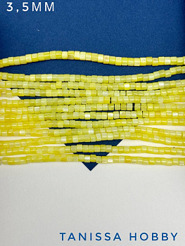 Перламутр бусины бочонок 3,5мм, желтый, нить, ПМ131